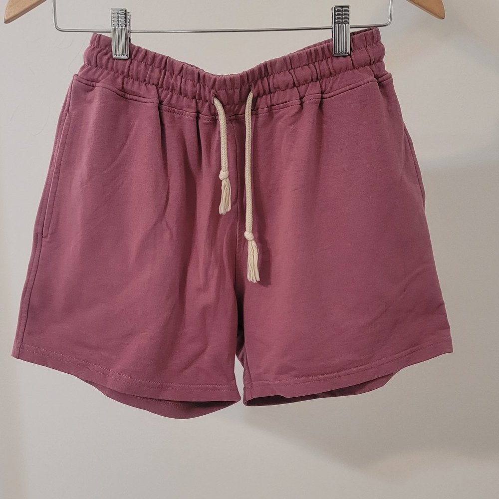 Girls Athletic Sweatpant Shorts in Mauve Pink L